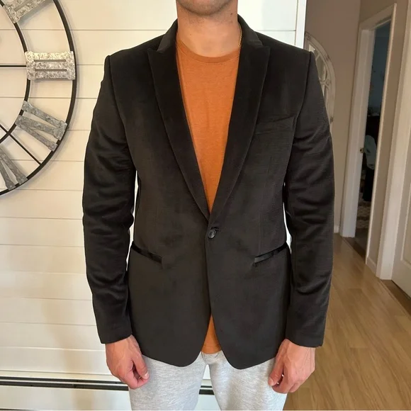 Calvin Klein Men’s Black Velvet Feel Jacket/Blazer - Picture 1 of 7